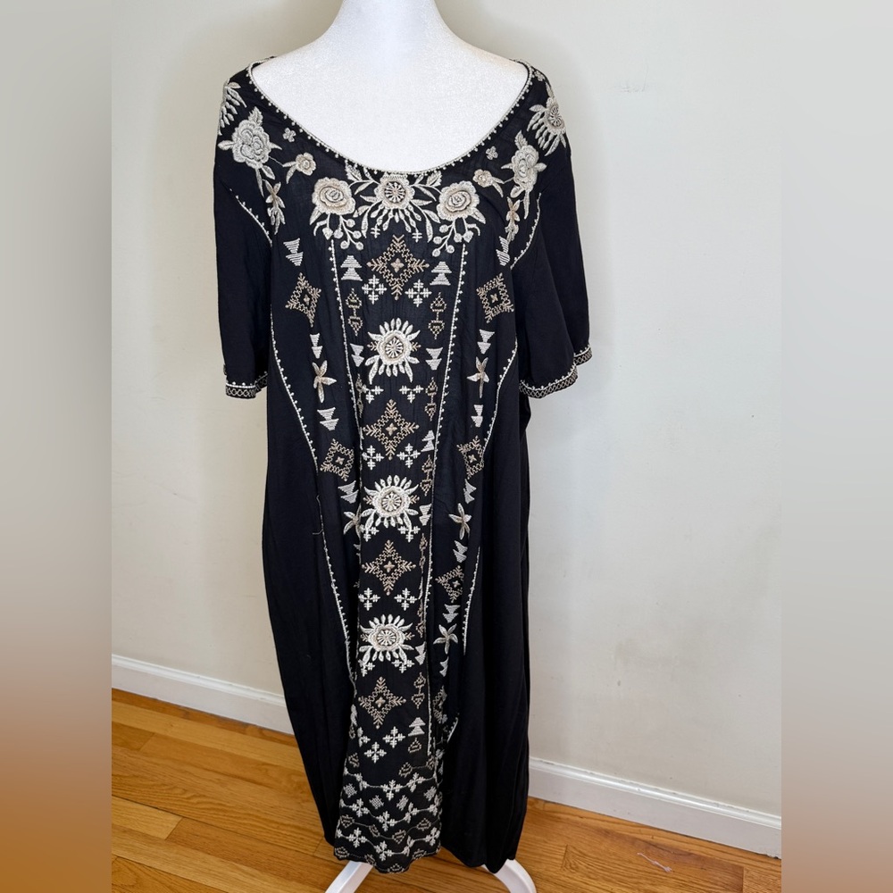 Johnny Was Plus Size Embroidered Cotton Knit Dress